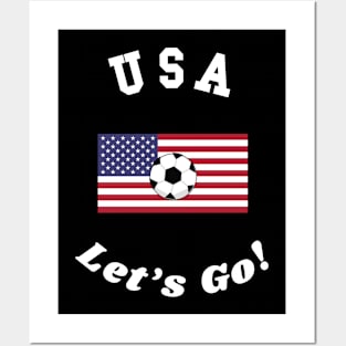 ⚽ USA Soccer, Stars and Stripes Flag, Let's Go! Team Spirit Posters and Art